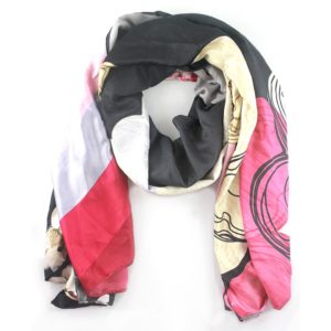 PASHMINA NEGRO Y ROSA